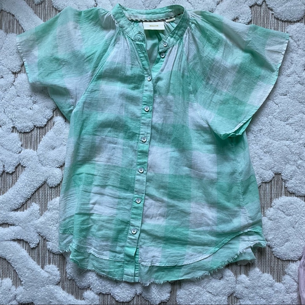 Maeve Anthropologie Gingham Button Up Blouse